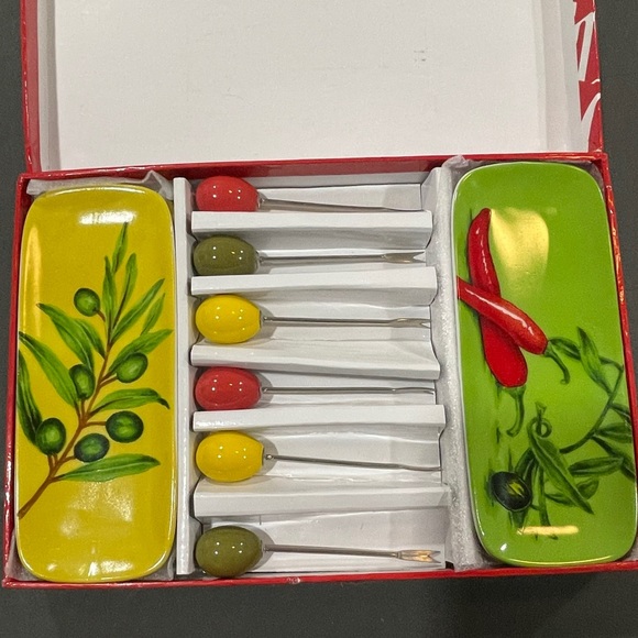 12 PC Geneviève Lethu vintage olive & pepper tapa appetizer dish set From France - Picture 10 of 10